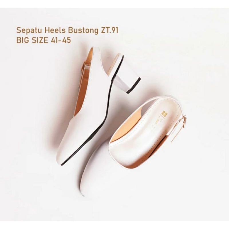 Sepatu Higheels Perawat Wanita X391White Pantofel Tali Kerja Dokter Super JUMBO Oversize