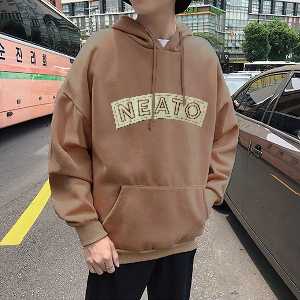 Hoodie Oversize Neato - Bordir - Bahan Fleece - Size XXL - Baju wanita - Hoodie Wanita