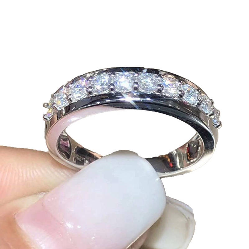 Fancyqube Cincin Berlian Zircon Bentuk Persegi Warna Silver Gaya Korea Untuk Wanita