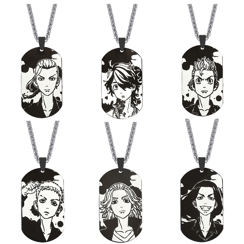 Trendy Fashion Black Brand Necklace New Style Stainless Steel Tokyo Avengers Anime Necklace Rock Party Jewelry Gift