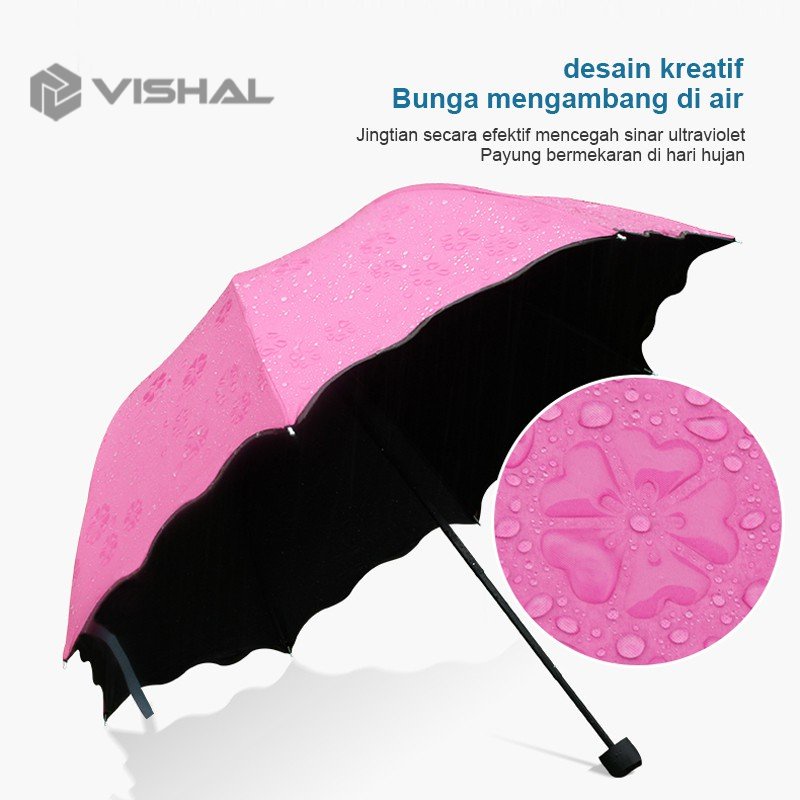 VISHAL  PAYUNG MAGIC UMBRELLA 3D [GRATIS BUBBLE] / Payung Hujan dengan Motif yang Muncul ketika Basah