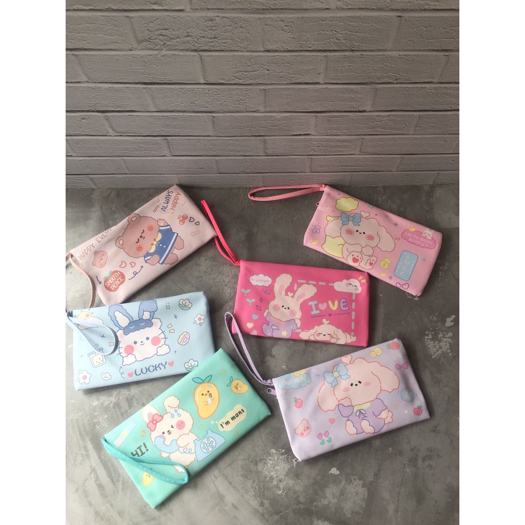 

Kotak pensil - tempat pensil/ Pouch serbaguna motif kelinci printing WATERPROOF