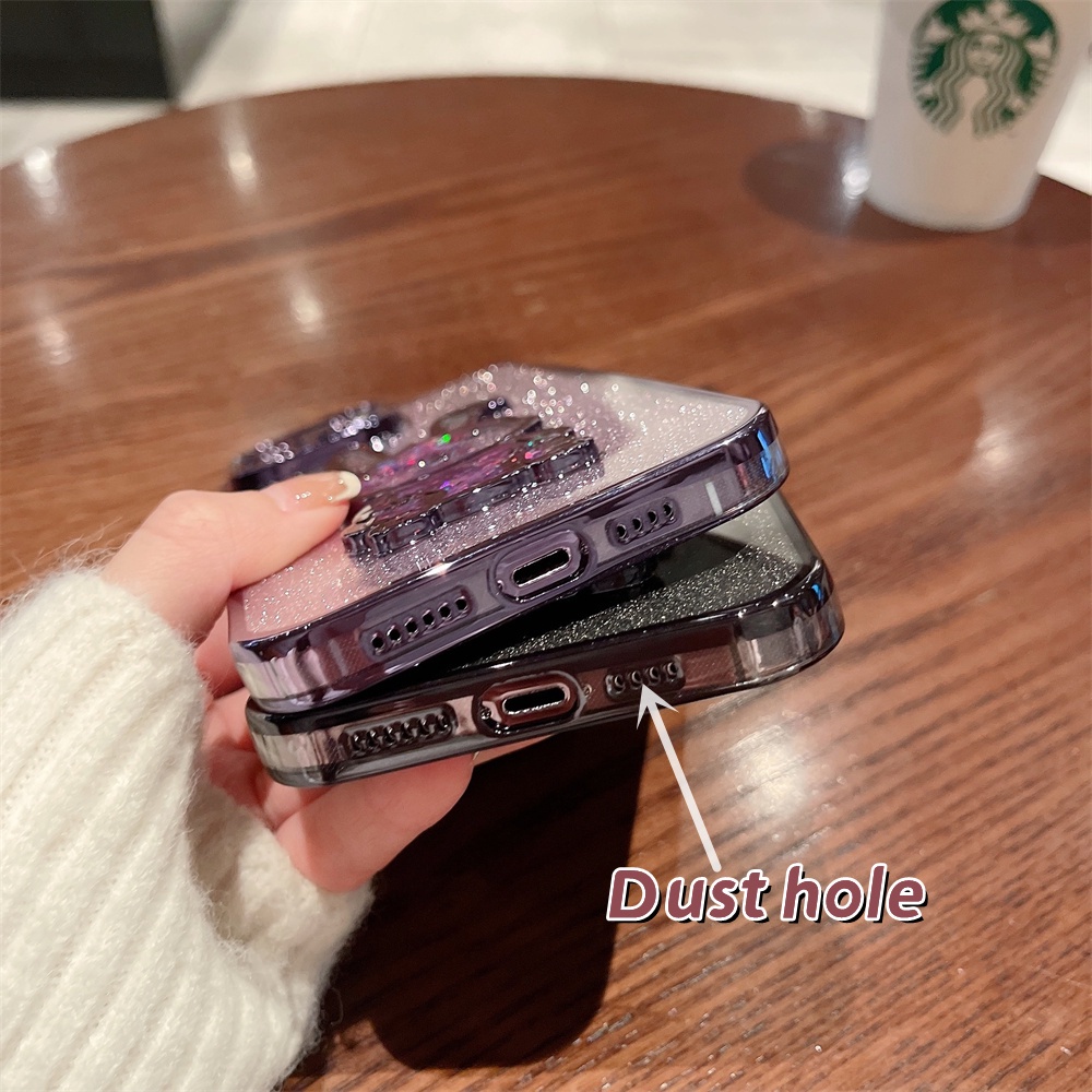 Soft case tpu Transparan Motif Kelinci Putih Glitter Untuk iphone 14 Pro Max 13 Pro Max 11