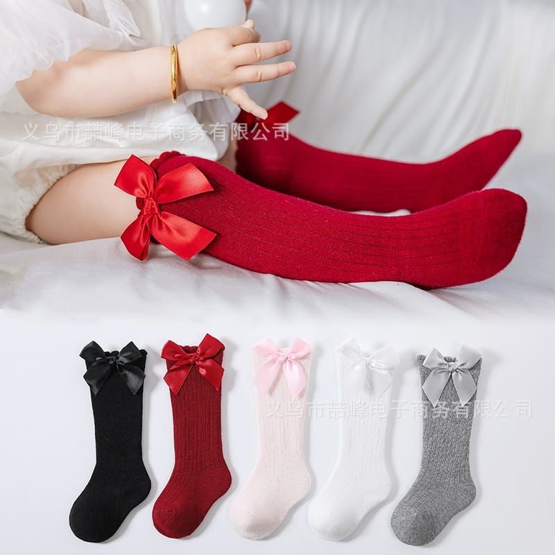 Kaos kaki panjang tinggi selutut pita bayi perempuan baby girl socks