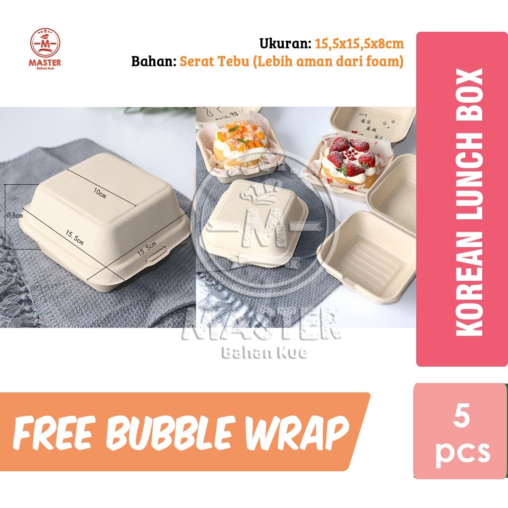 Box Kue Cake Korea Bagasse Korean Lunch Box Bento Cake [Per 5pcs]