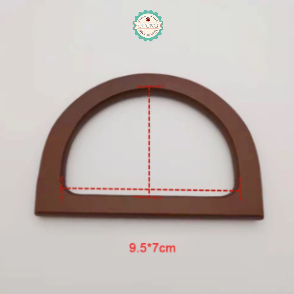 AnekaBenang - Gagang Tas Handle Kayu Ring D / Bulat [2PCS]