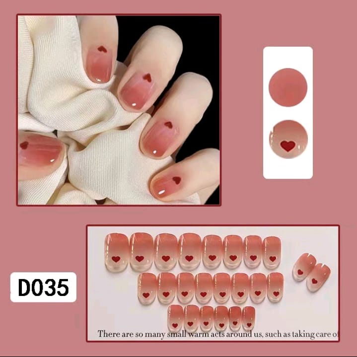 NunuLisaTan - 24pcs kuku palsu pendek nail art kuku palsu jepit kuku set lem kuku palsu kuat nails kuku palsu pendek