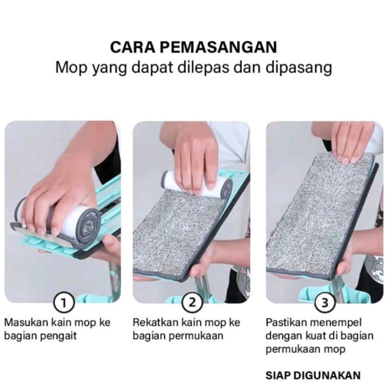 Alat pel lantai tongkat lipat flat mop twist mop simple berkualitas