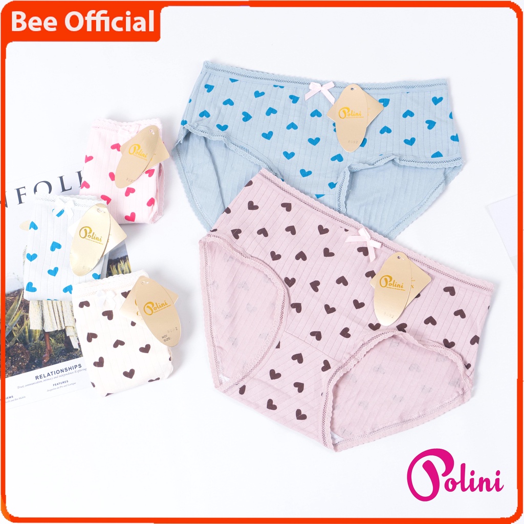 BEE - Cd Undies Polini Mid Waist Renda Motif Love Celana Dalam Wanita 8092