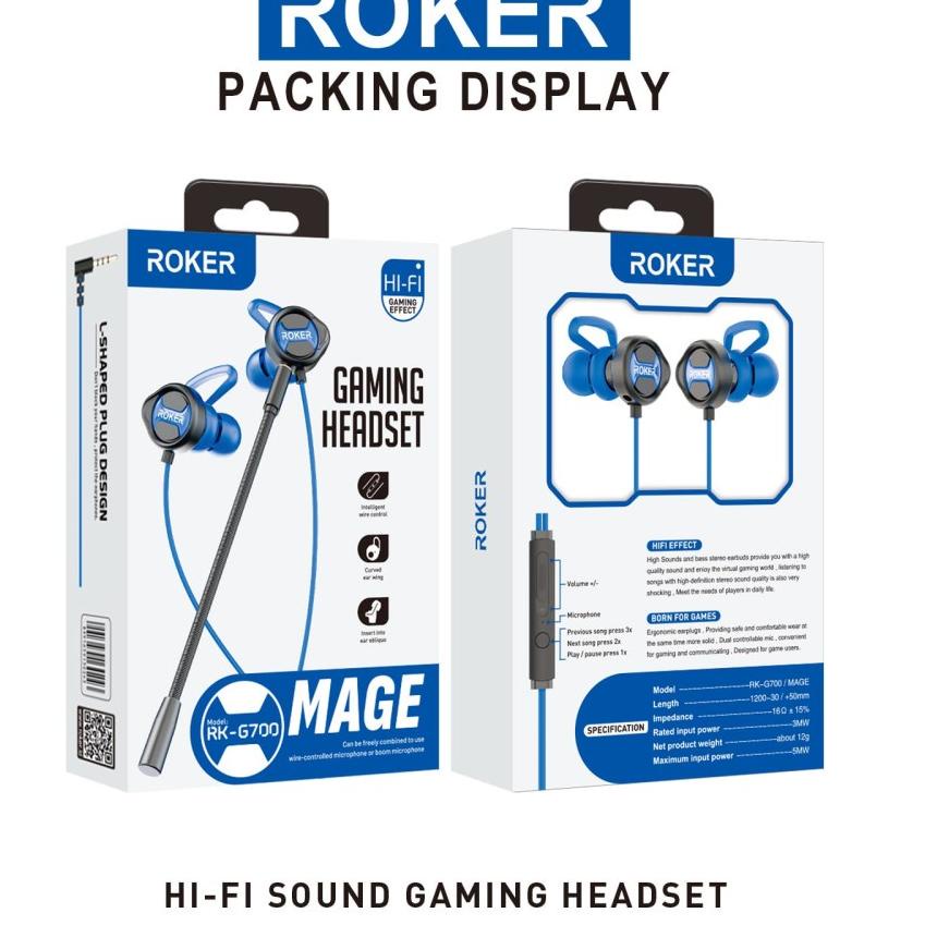 ROKER MAGE Headset Gaming SuperBass Hifistereo With MicroPhone Super Bass In-Ear Earphone with Microphone