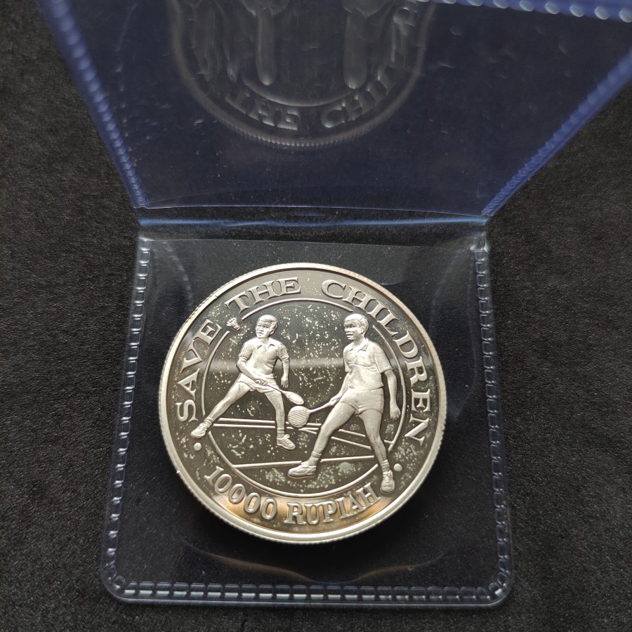 Koin Kuno Perak 10000 Rupiah Badminton 1990 LANGKA