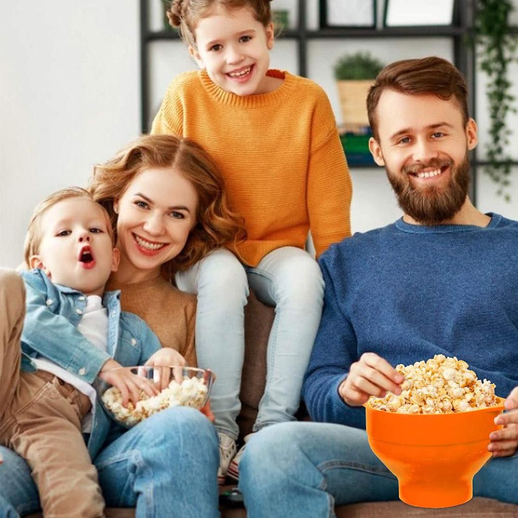 Ember Popcorn Dengan Tutup Pegangan Silicone Bowl Microwave Lipat