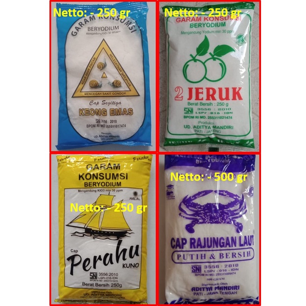 

Garam Halus kemasan 250gr dan 500gr - Harga per Bal (5kg)