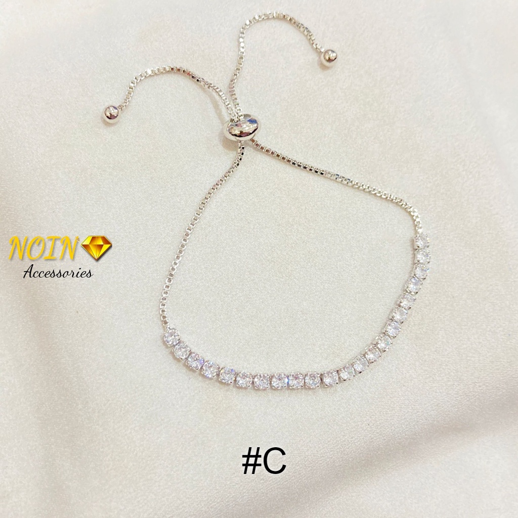 Gelang Serut Wanita Silver Full Permata Anti Karat Lapis Emas Aksesoris Fashion Daily Yaxiya Jewelry