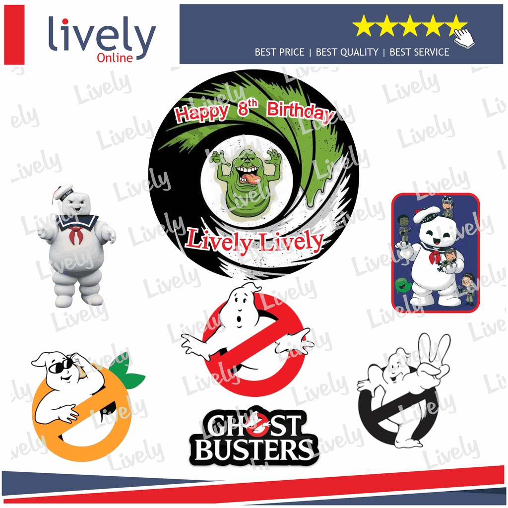 CUSTOM NAMA CAKE TOPPER KARAKTER GHOSTBUSTER 02 HIASAN KUE ULANG TAHUN HAPPY BIRTHDAY