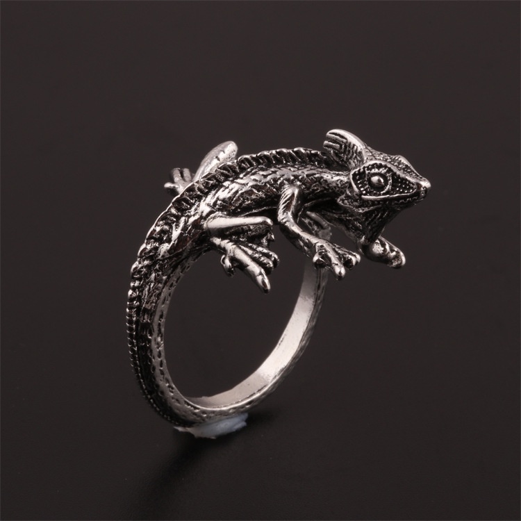 Cincin Model Terbuka Bahan alloy Desain Cicak Gaya Eropa / Amerika / retro / punk / hip hop adjustable Untuk Pria