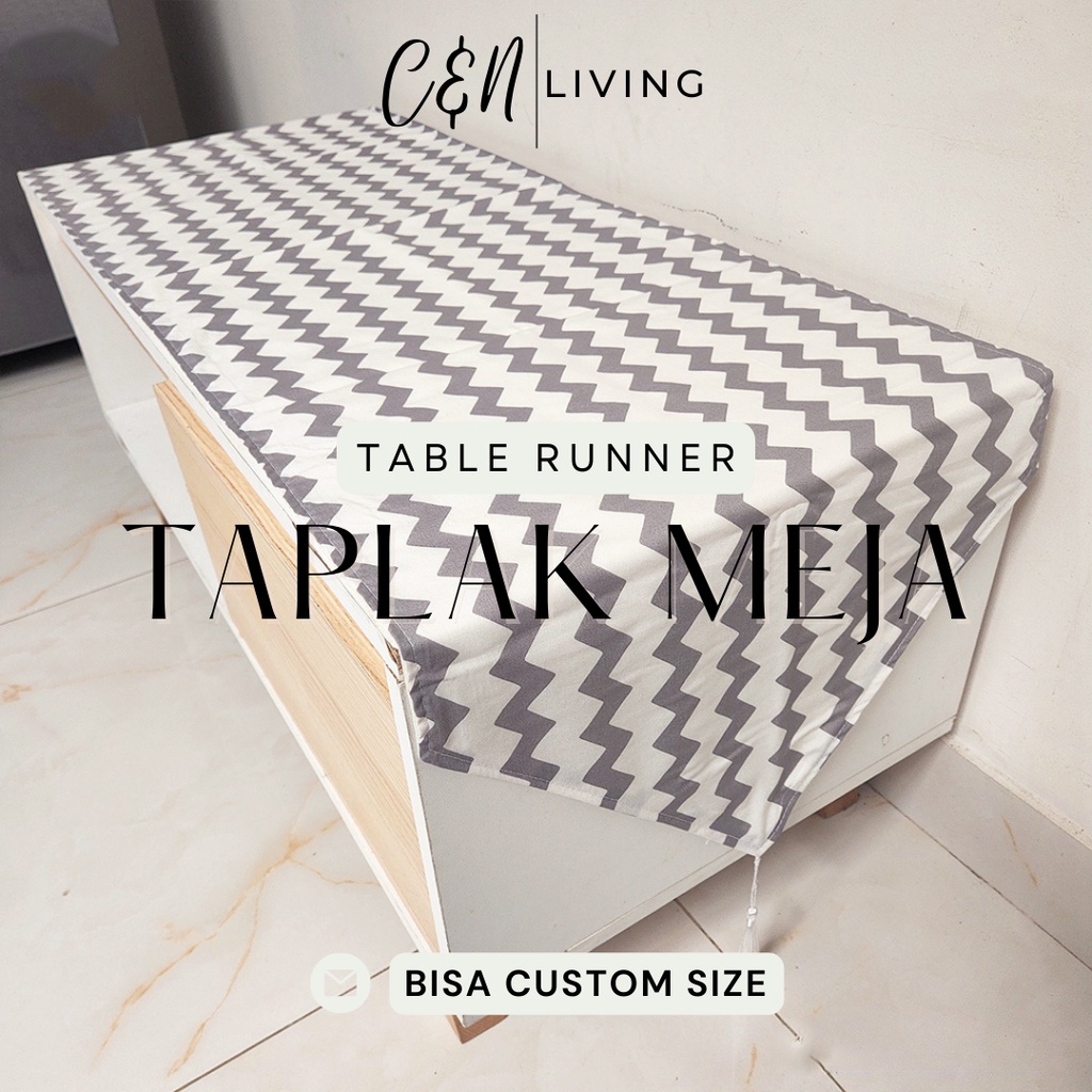 TAPLAK MEJA RUANG TAMU TABLE RUNNER MOTIF ZIGZAG / RETRO KATUN