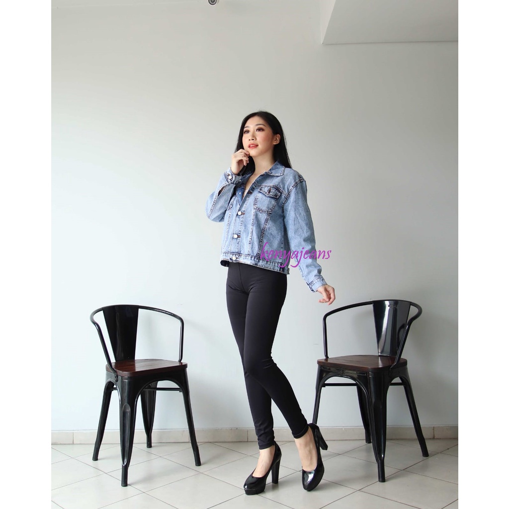 7C-G JAKET JEANS WANITA PREMIUM SNOW BLUE | DENIM JAKET WANITA | SIZE XL