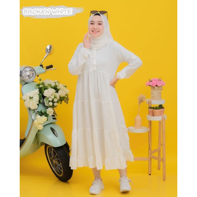 Gamis Midi Dress Wanita Bahan Rayon Muslim Terbaru Fashion Kekinian