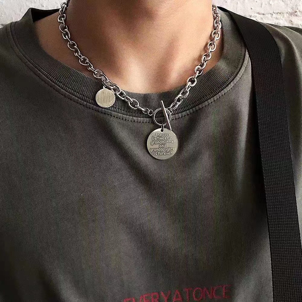 Kalung Rantai Klavikula Bahan Titanium Steel Gaya Hip Hop Eropa Amerika