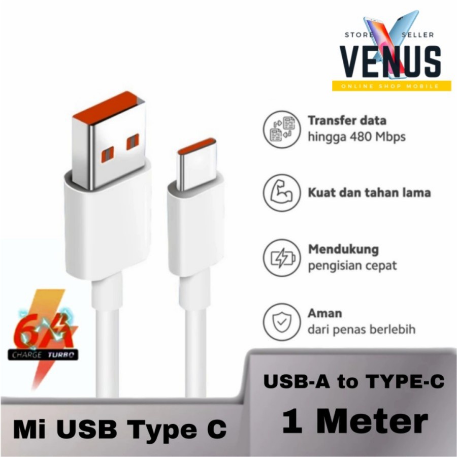 Kabel Charger 6A Turbo Usb MiCable Type C 1M USBA-A to Type-c 33w