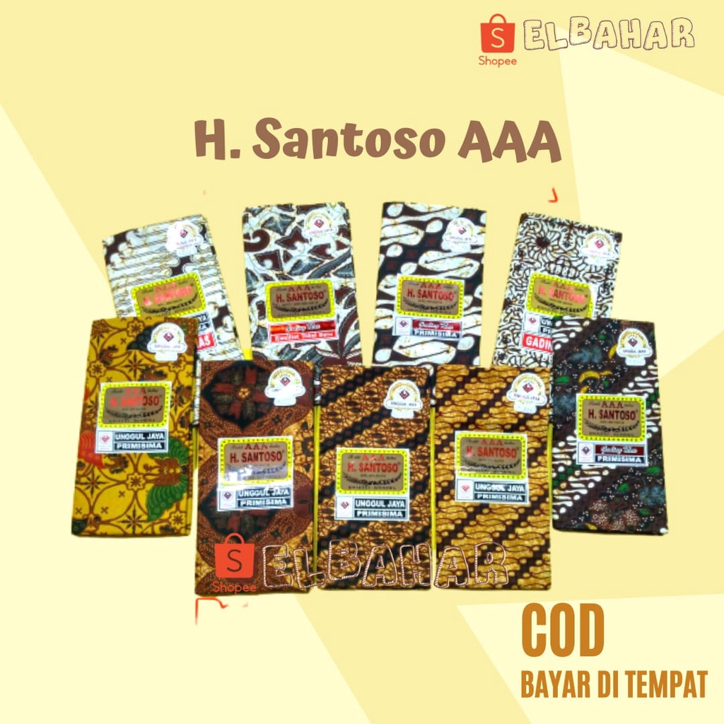 Katalog 1 Kain Batik H Santoso AAA Unggul Jaya | Jarik Batik Sogan Gading Mas Hitam Tolet Primisima