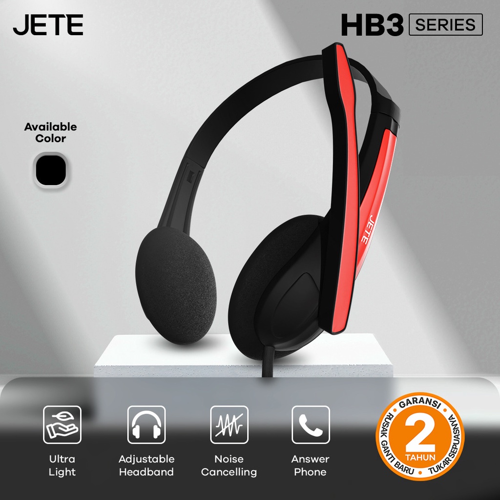 Headset Headphone Wired Microphone JETE HB3 Noise Cancelling - Garansi 2Th