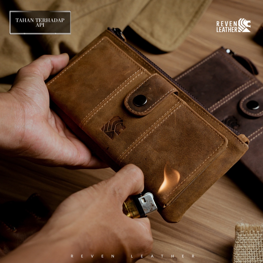 Dompet Panjang Kulit Pria Reven Bilfold Wallet Branded Original Kulit Sapi Premium Asli