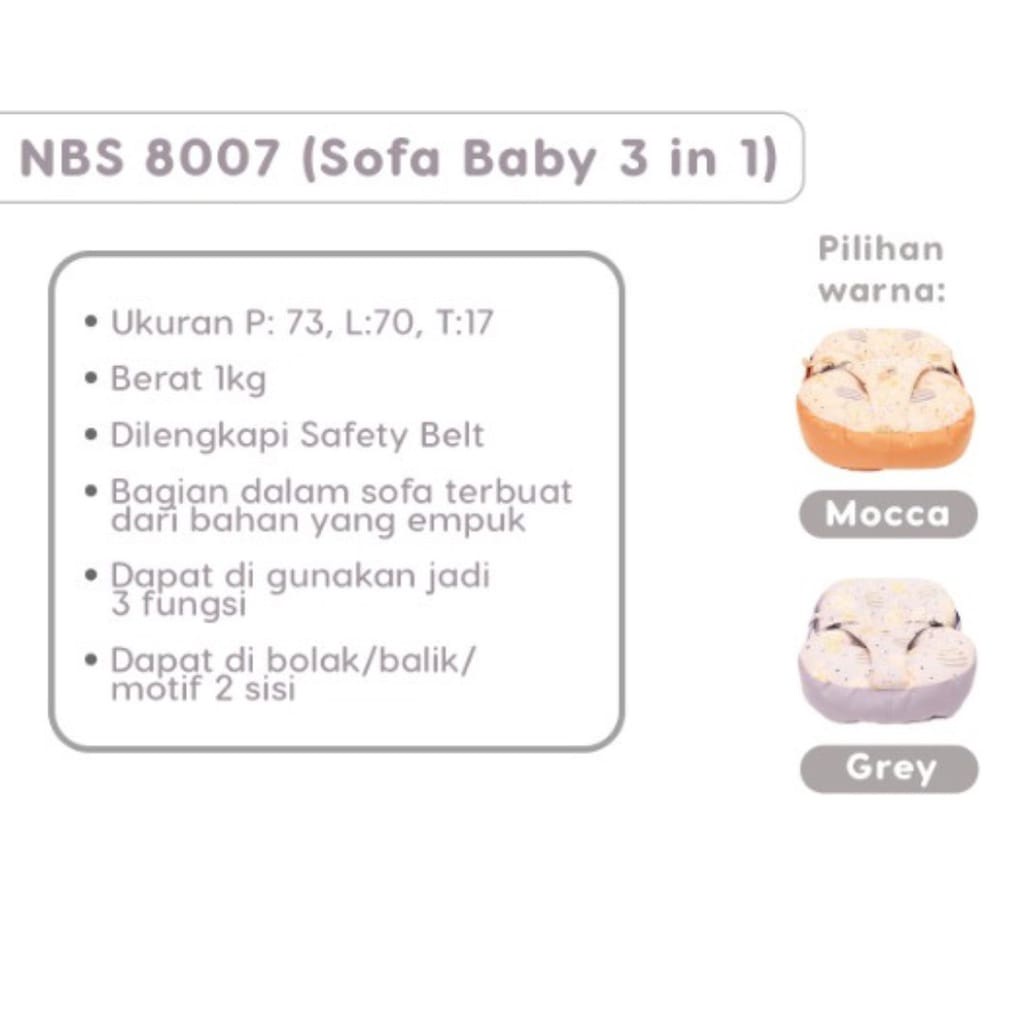 NIA BABY SOFA 3IN1 EARTH / DINO SERIES - SOFA BAYI MULTIFUNGSI NBS8007