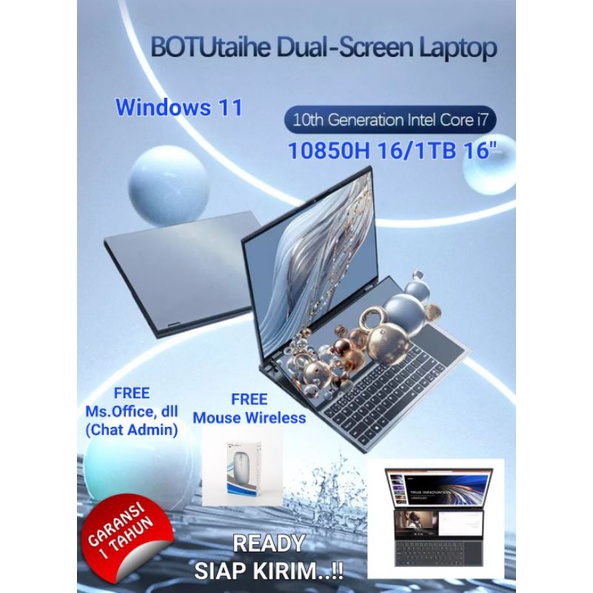 Laptop Dual Screen BT-DS16 Pro Intel Core i7-10850U 16&quot; 16/1TB Windows 11Pro