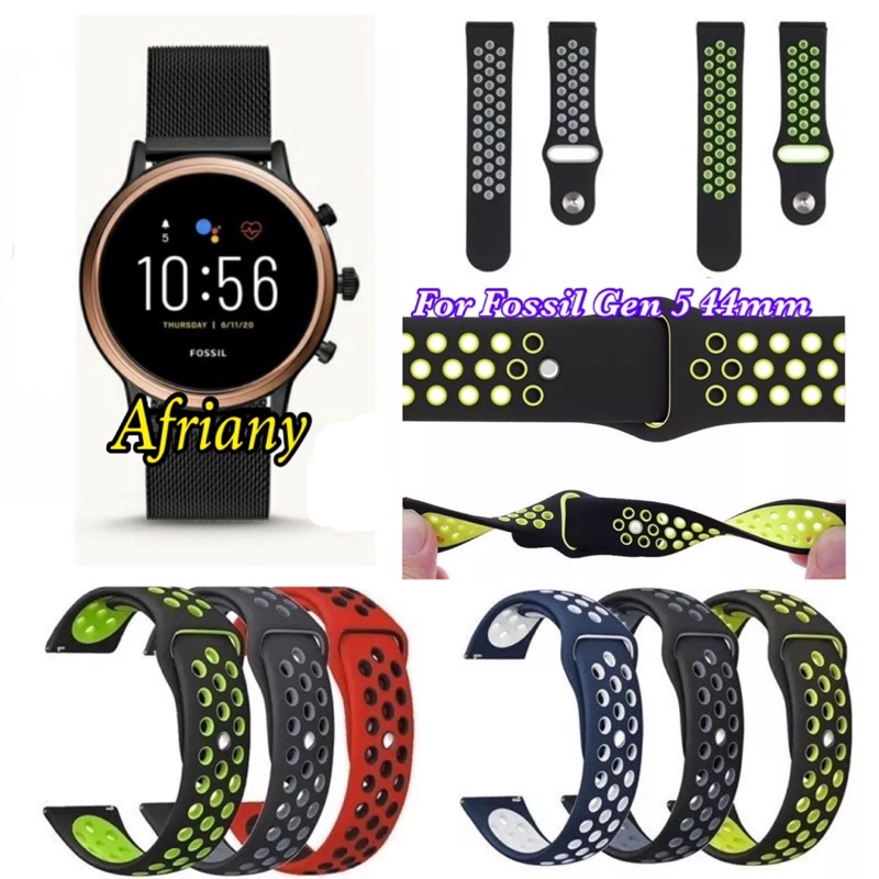 Tali Jam Strap Fossil Gen 5 44mm Fossil Q Gen 3 46mm - Nike Rubber Silikon Sporty