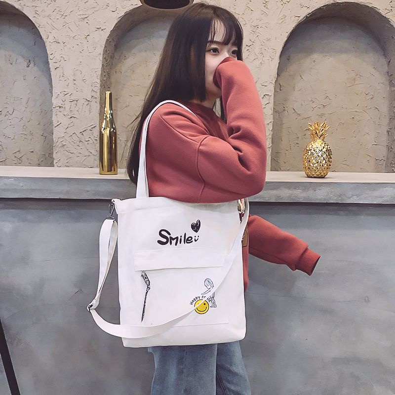 ✱☂❖Sera Korea Tas Kanvas Siswa Perempuan Kelas Besar Tas Sekolah Tas Bahu Messenger Tas Tas Kain Harajuku All-Match Tas Kain