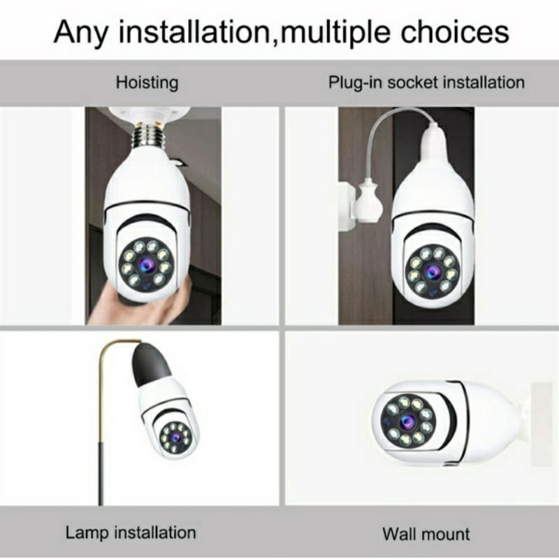 Camera Cctv Ip Wifi Hd 1080p Panoramic 360 Derajat Bentuk Lampu