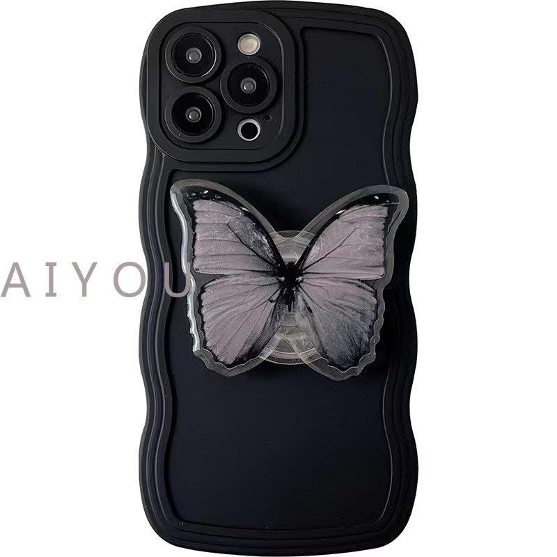 Case Pelindung Penuh Tahan Banting Desain Butterfly Stand Holder Untuk IPhone 14 13 12 11 Pro Max X XS XR