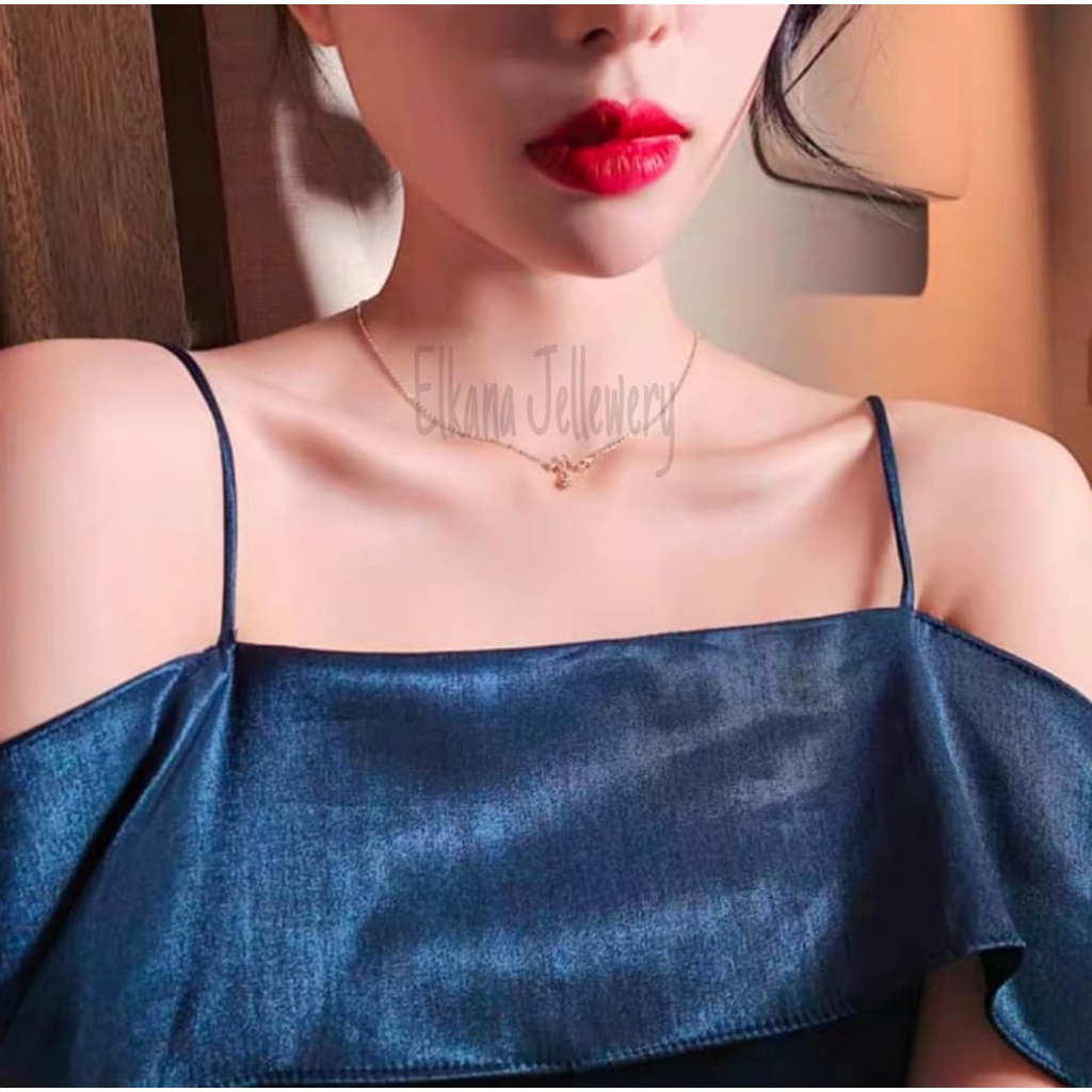 KALUNG TITANIUM HEART OMBAK Perhiasan super berkelas korea anti karat dan anti luntur