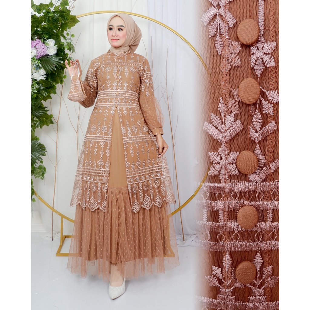 Permata Olshop / Kebaya Gamis Nauma JN / Kebaya Modern / Gamis Kondangan / Gamis Pesta Mewah