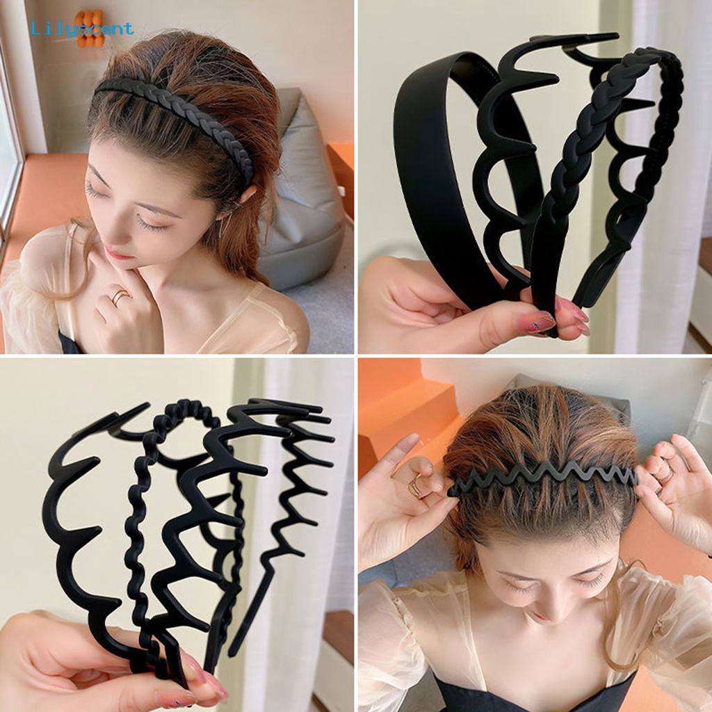 3 Pcs Sisir Rambut Bentuk Gelombang Anti slip Warna Hitam Untuk Aksesoris Hoops