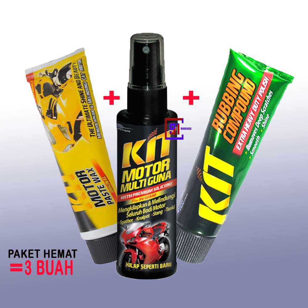 Kit Pengkilap Body Motor + Kit Motor Paste Wax Original + Kit Rubbing Compound + Kit Multiguna Spray