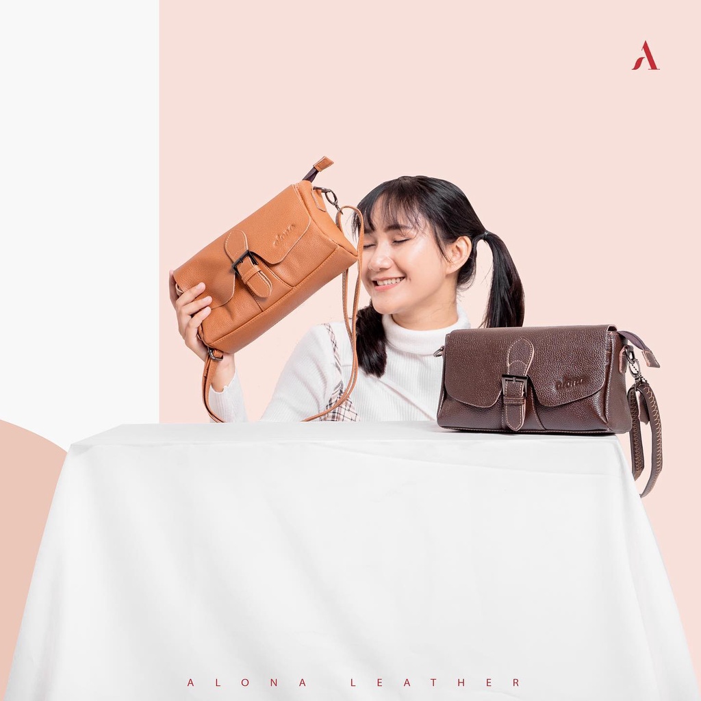 Tas selempang Wanita Alona Charlotte Slempang Shoulder Slling Bag Cewek Bahan 100% Kulit Sapi Asli Premium Branded Berkualitas