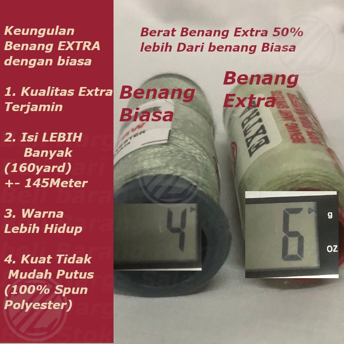 Benang Jahit Renteng Merek EXTRA 160yard/connes  ukuran 40/2 per 6pcs