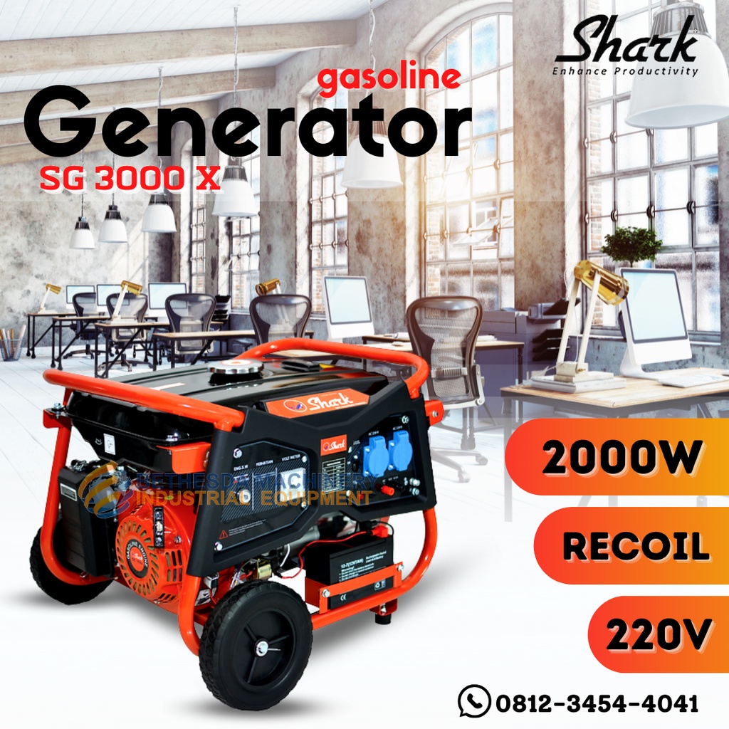 Generator 2000 Watt Portable Bensin Genset 4 Tak Shark SG 3000X