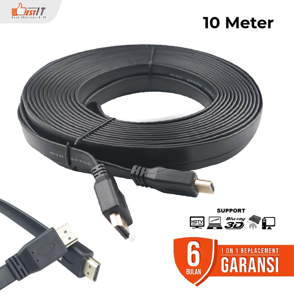 Kabel HDMI 10 Meter Flat V1.4