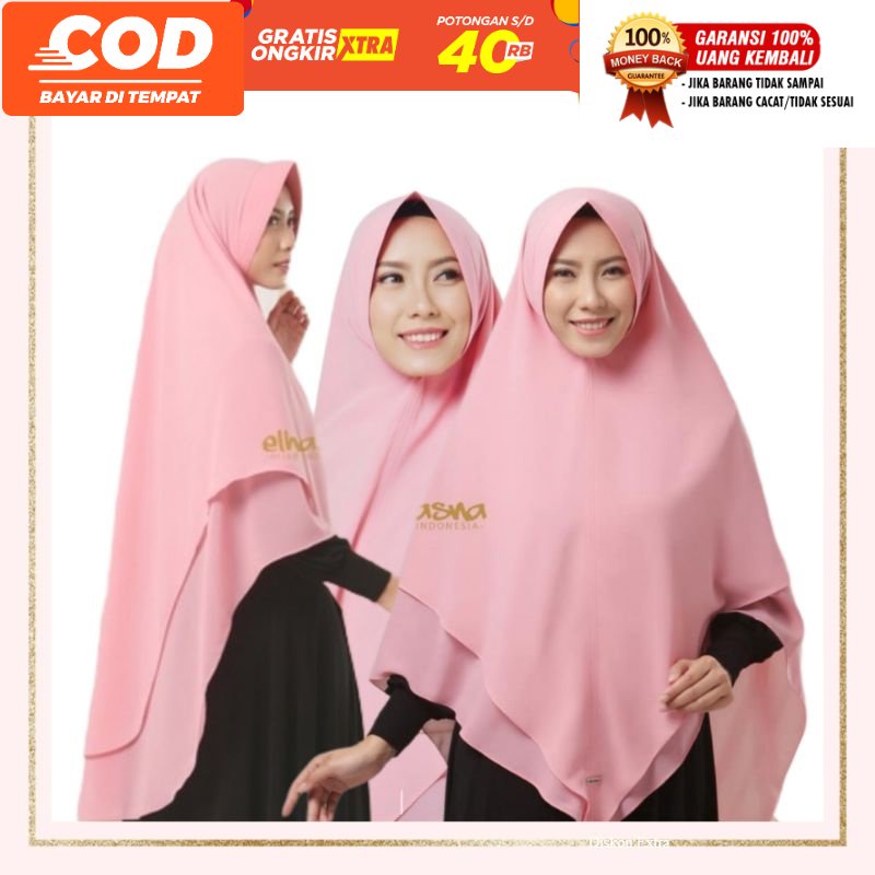 [fafihijab] HIJAB JILBAB KHIMAR ELHASNA XL (3 PCS) GROSIR READY MAKASSAR MURAH