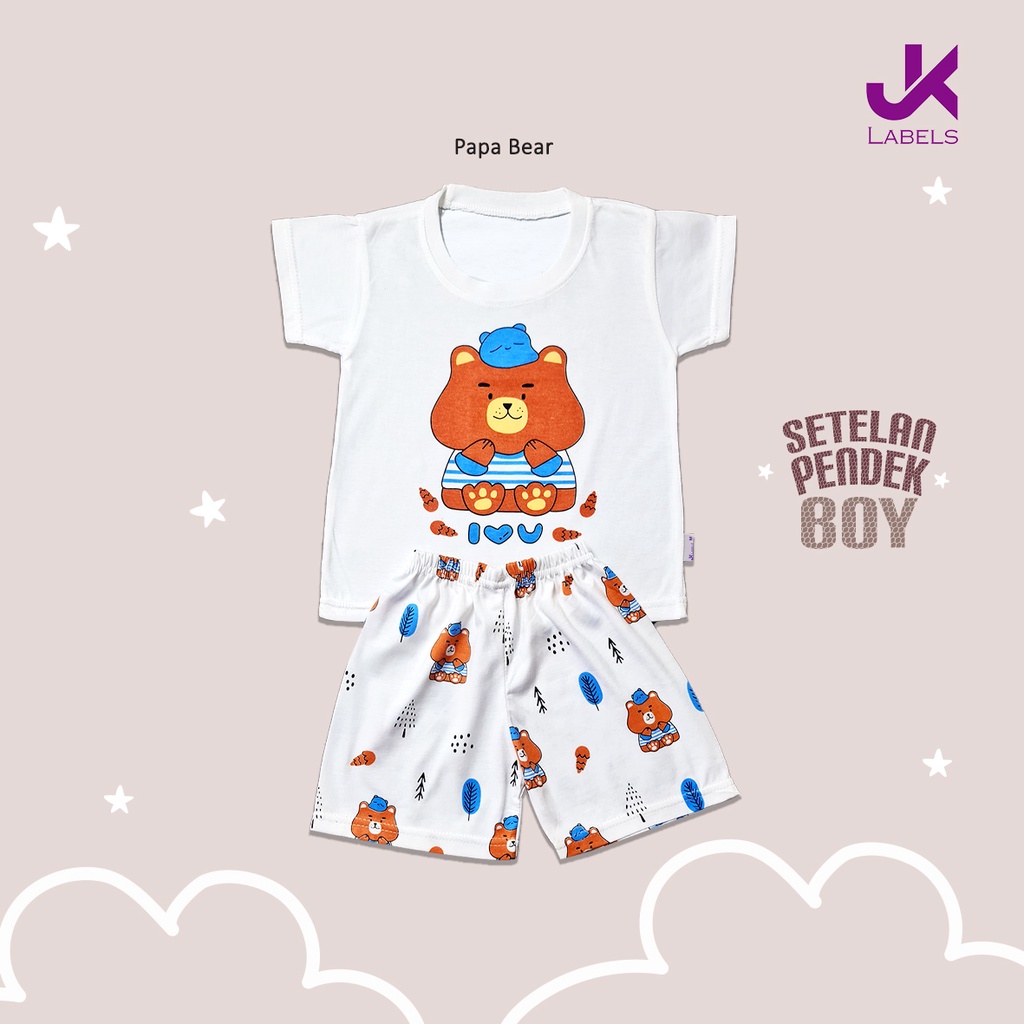 JK LABELS - Setelan Pendek Boy - Papa Bear (1-8 Tahun)