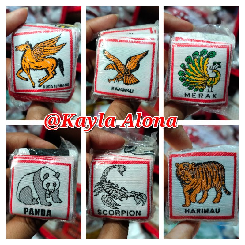 ( HARGA per 1pcs/Ecer ) REGU PRAMUKA NAMA² HEWAN (WOVEN)