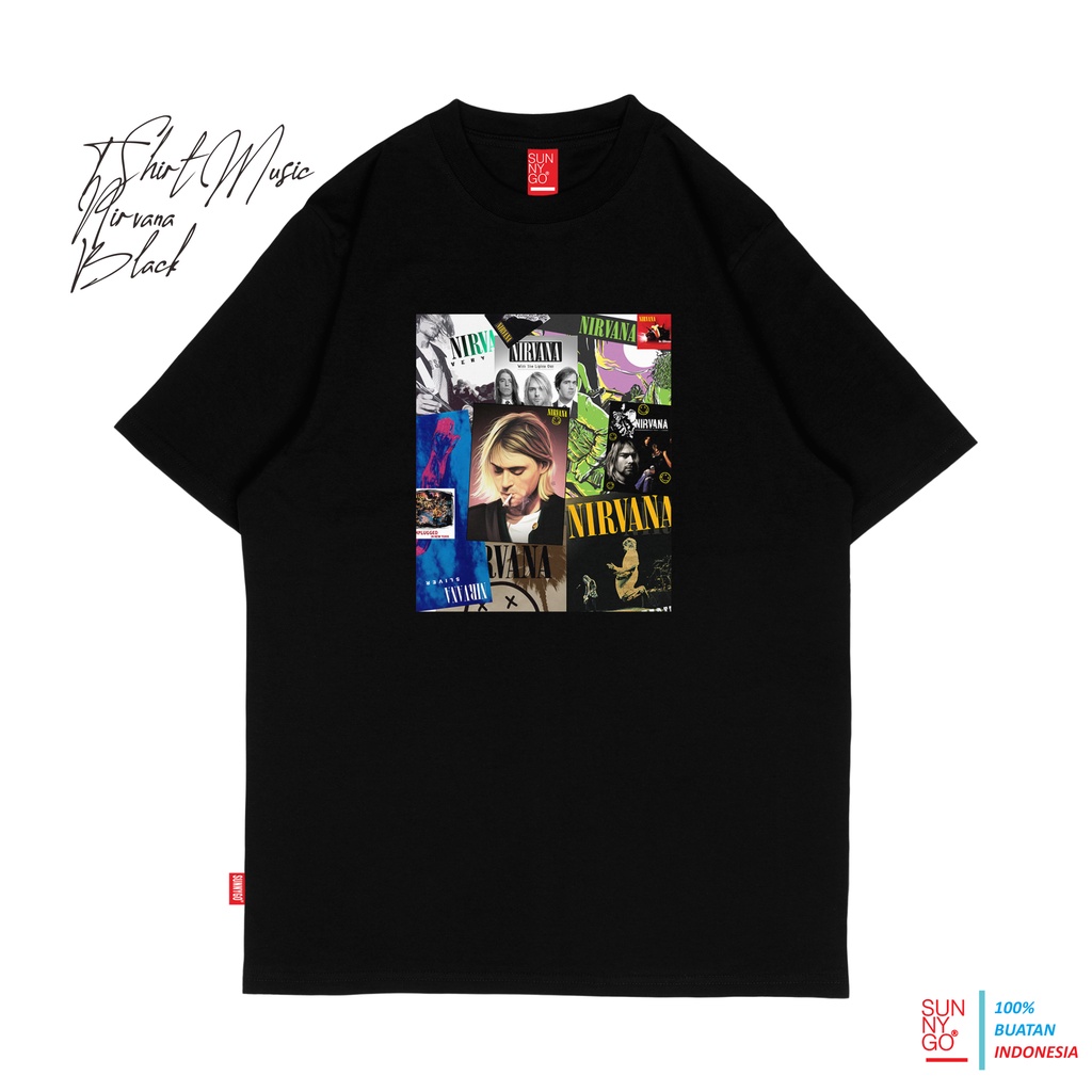 Kaos Nirvana | Kaos Baju Tshirt Band Musik Metal Rock Nirvana Nevermind Vintage Original Putih Hitam