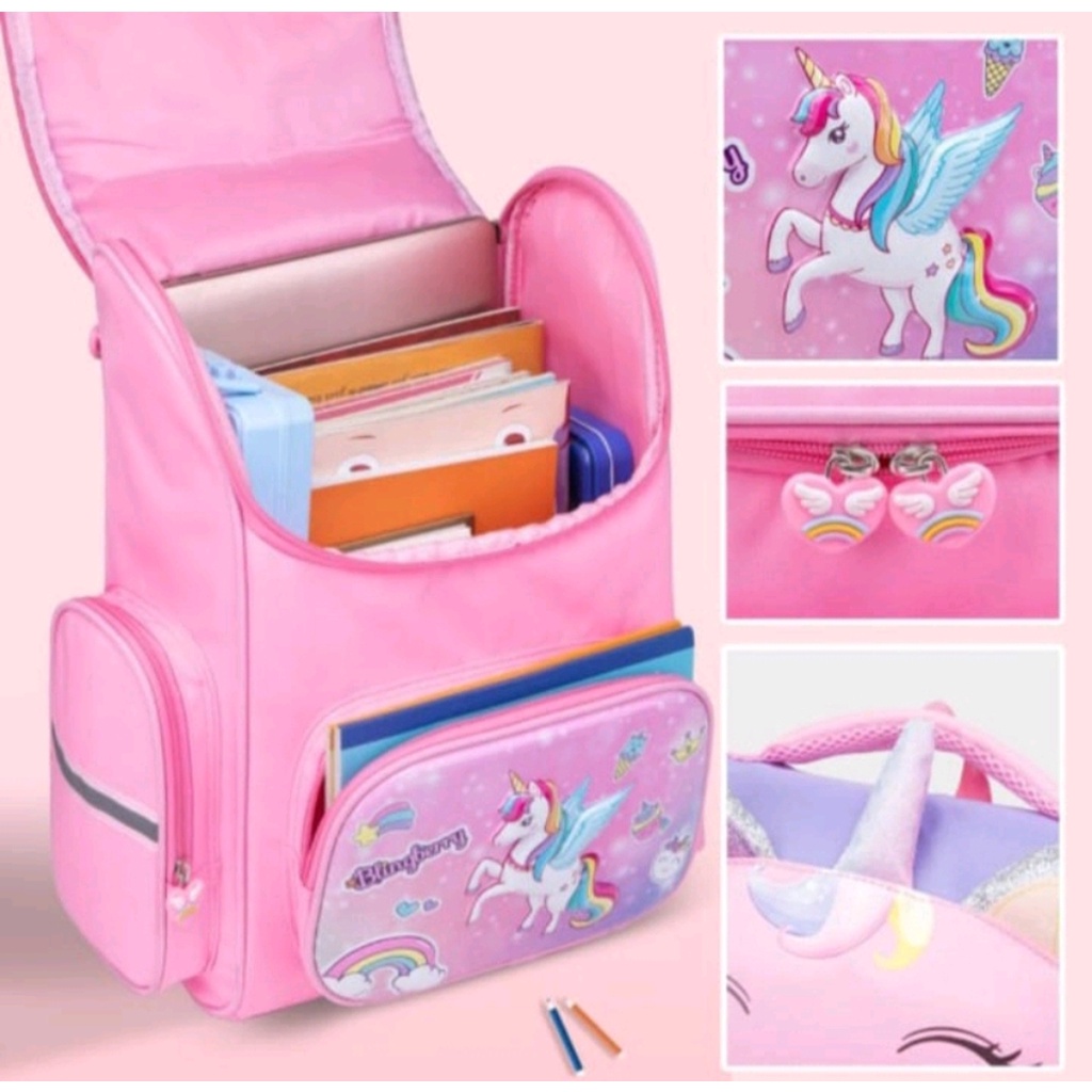 Tas anak perempuan sekolah sd import karakter lucu dan unik waterproof