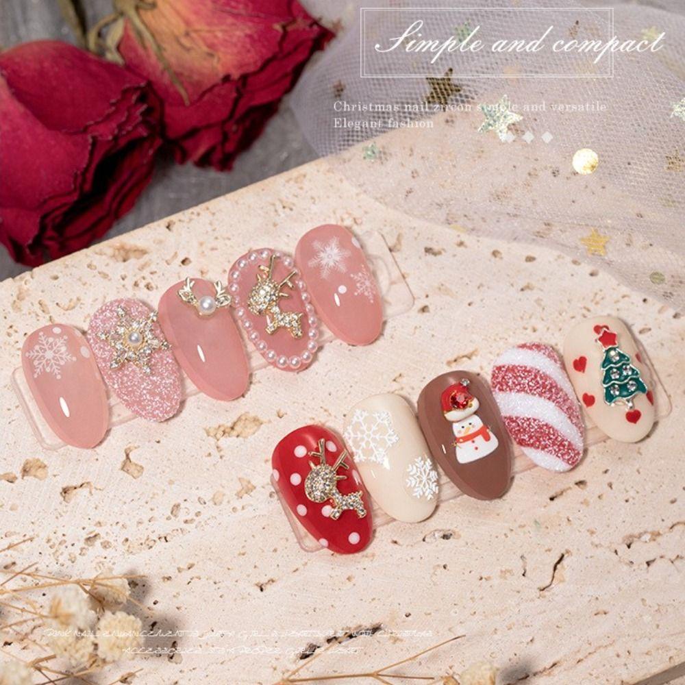 AUGUSTINA Augustina Christmast Nail Charms Snowflake Fashion Desain Kuku Dekorasi Kuku DIY Bahan Bagian Kuku Berlian Buatan Kuku