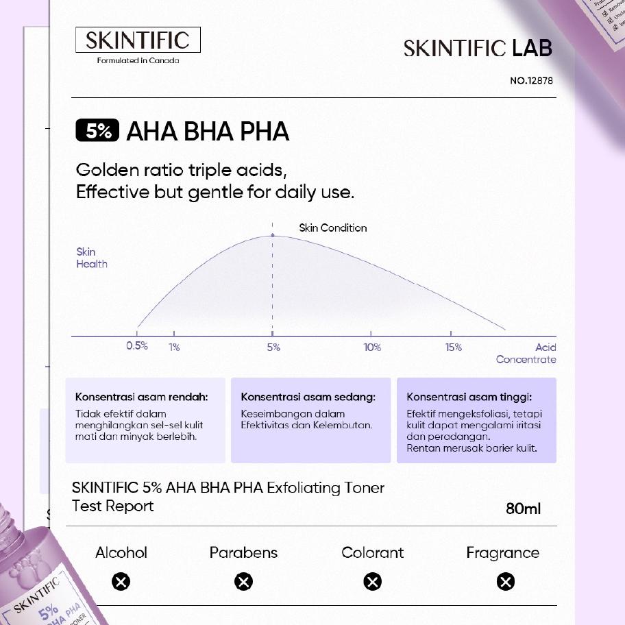 Promo Sekarang--[BPOM]SKINTIFIC 5% AHA BHA PHA Exfoliating Toner 80ml Gentle Exfoliator Blackhead An