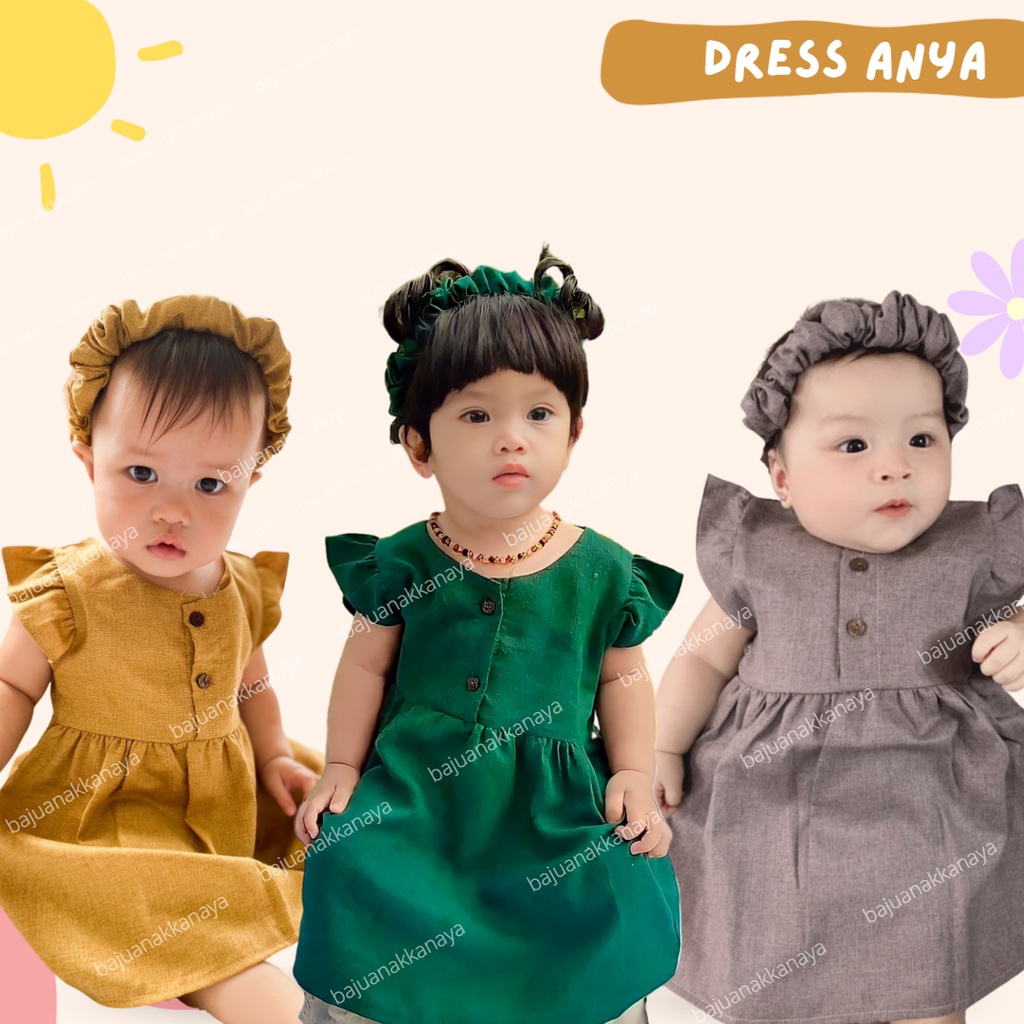 6-18 BLN DRESS BAYI ANYA FREE HEADBAND PREMIUM by BAJU ANAK KANAYA